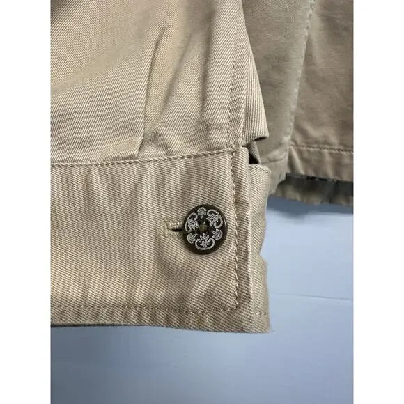 Old Navy Women's Utility Jacket Khaki Beige L Cotton Floral Lined Military Style - Picture 14 of 14